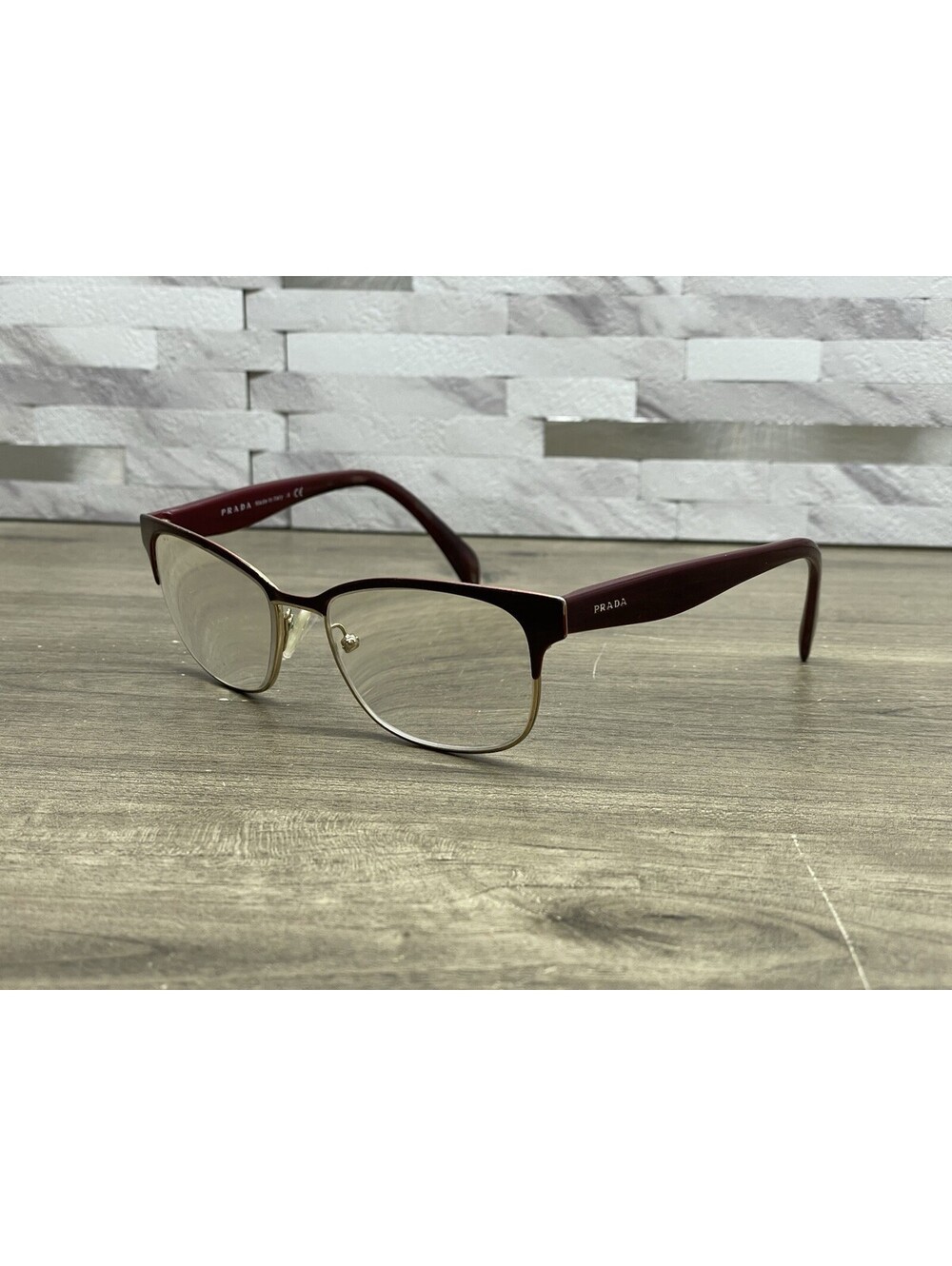 PRADA Eyeglasses VPR65R UAN-101 Red Gold 53-16-140 Italy *Frames Only* READ